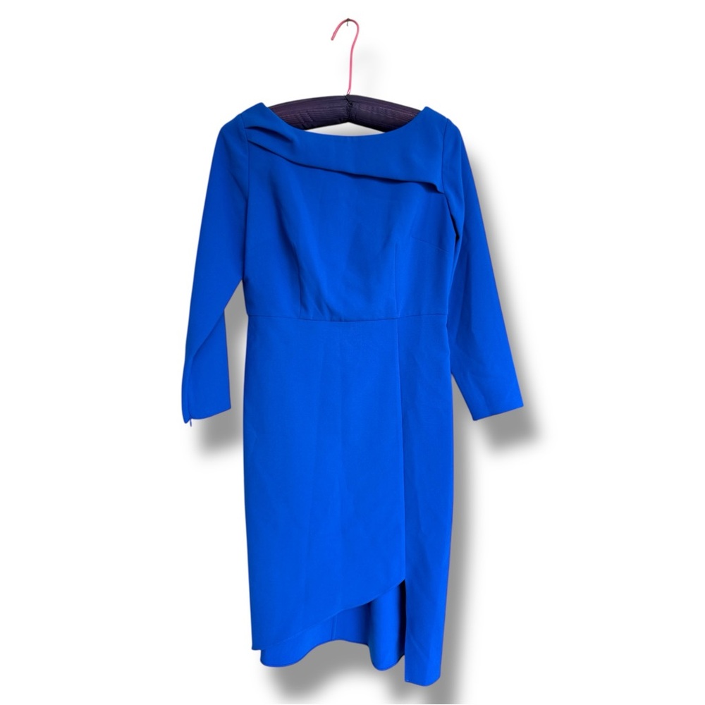 NWT Sachin & Babi Patrizia Blue Asymmetrical Crepe Dress Size 10 - Picture 2 of 15
